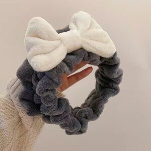 Cozy Gray and White Plush Headband